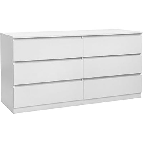 Spaco White Dresser for Bedroom,55'' Modern Large 6 Drawer Dresser with Deep Drawer,Wide Storage Chest of Drawer for Closet,Wood Bedroom Storage Organizer Furniture,TV Stand for Living Room