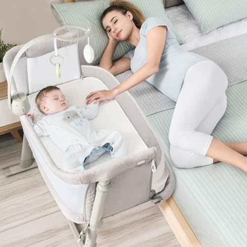 RONBEI Baby Bassinet, Bedside Sleeper Cribs,Baby Bed to Bed, Adjustable, Portable for Newborn, Infant/Baby Boy/Baby Girl