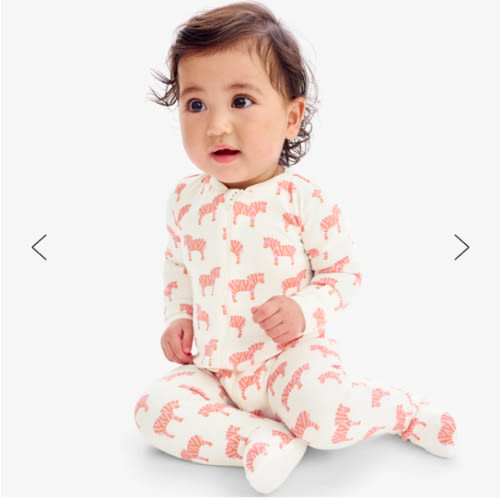 Baby organic animal friends zip footie | Blossom Zebras | Primary.com