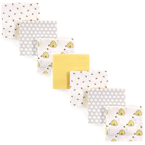 Hudson Baby Unisex Baby Cotton Flannel Receiving Blankets Bundle, Bee, One Size