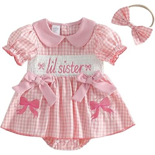 Toddler Baby Girl Summer Dress Daddy's Girl Princess Plaid Smocked Dresses Spring Summer Cute Short Sleeve Clothes