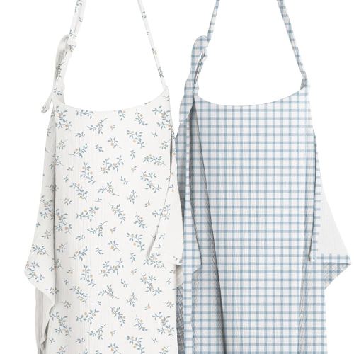 Konssy 2-Pack Muslin Nursing Cover Up for Breastfeeding Moms with Rigid Hoop, 100% Cotton, Lightweight & Breathable Breastfeeding Cover, Adjustable & Comfort