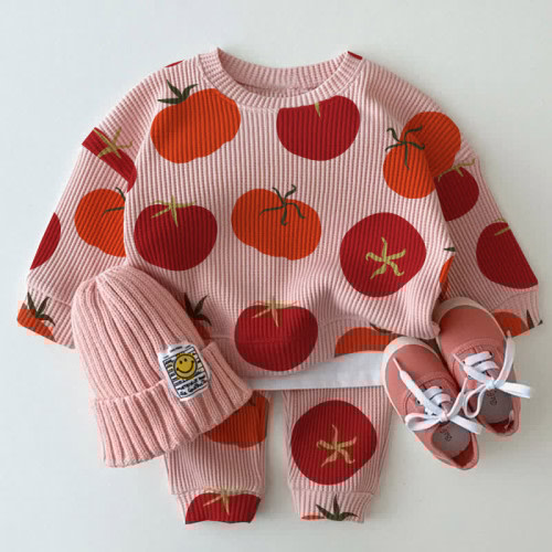 Baby Toddler Tomato Pink Waffle 2-piece Set