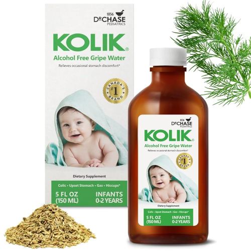 KOLIK Gripe Water Alcohol-Free - Baby’s Colic Relief - Gripe Water For Babies & Infants - Baby Gas Relief For Cramps, Stomach Discomfort & Hiccups - Newborn Essentials - 150ml (5 fl. oz.)