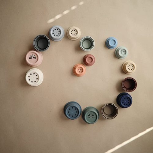 mushie Stacking Cups Toy 8 pcs | Made in Denmark (Forest)