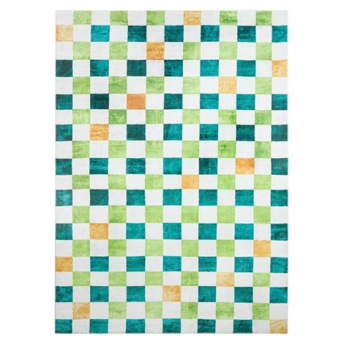 Town & Country Play 5'x7' Niko Checkmate Kids' Area Rug Green: Reversible, Pet Friendly, Skid-Resistant, Modern Decor