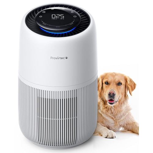 Air Purifiers for Home Pets, Effectively Filter Pet Hair Odor Dander Allergies, Enhanced Activated Carbon, 360° Grille Air Intake, 5-Stage H13 True HEPA Filter with PM2.5 Monitor & Auto Mode