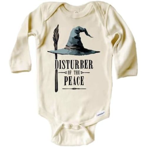Disturber of The Peace Long Sleeve Onesie® | 100% Premium Cotton | Cream Color | Printed using Direct-To-Garment Printing