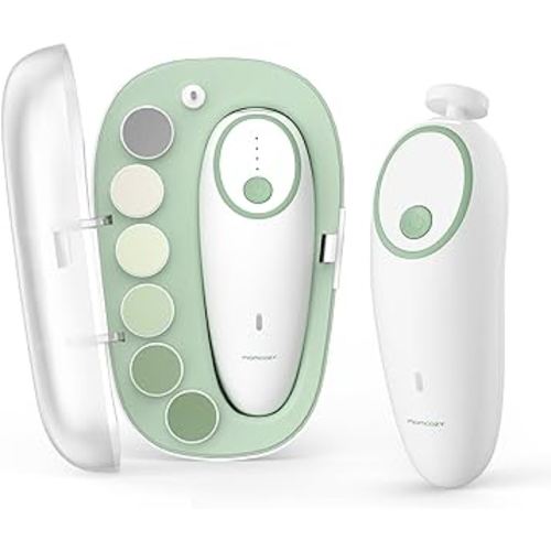 Momcozy Baby Nail File Electric, Gentle Baby Nail Trimmer Electric Rechargeable, Baby Nail Clipper Electric, 7 Grinding Head Replacement Pads