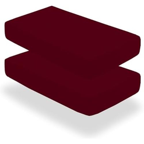 Pack of 2 Baby Crib Fitted Sheet for Boys & Girls 100% Microfiber Mini Crib Size (24" x 38") + 5" Inch Deep Pocket Toddler Crib Bed Sheets, Soft & Cozy - Burgundy Solid
