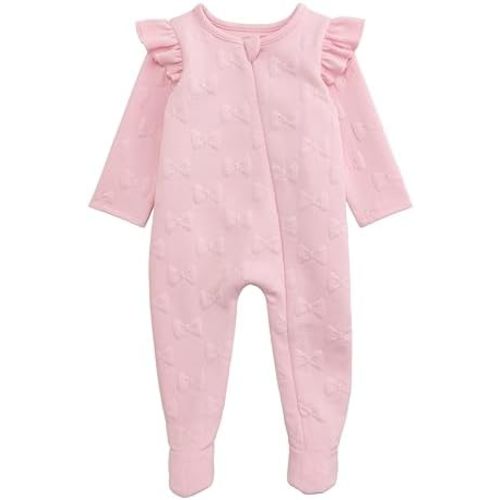 Mud Pie baby-girls Mud Pie Baby Pink Quilted Bow Sleeper
