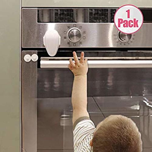 EUDEMON 1 PackChildproof Oven Door Lock, Oven Front Lock Easy to Install and Use Durable and Heat-Resistant Material no Tools Need or Drill (White)
