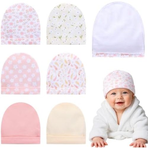 6 Pack Newborn Baby Hats Soft Cotton Infant Beanie Caps for Ages 0-6 Months