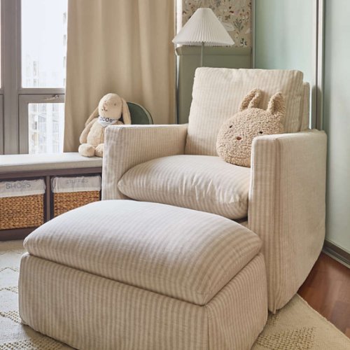Ever Slipcovered Striped Nursery Glider Chair by Leanne Ford