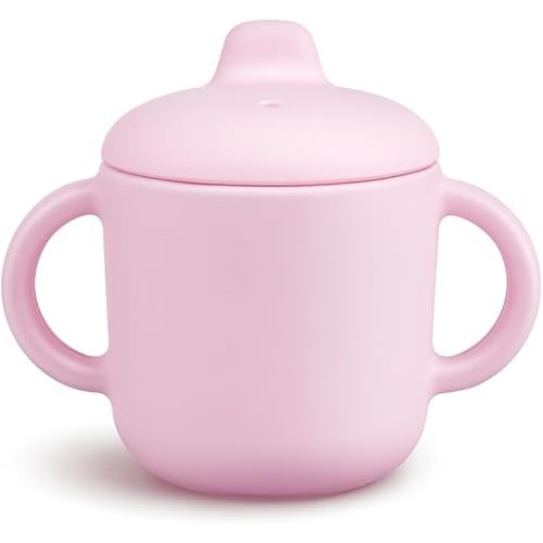 6 Months+ Sippy Cups with Handles,Small Silicone Sippy Cups Leak Proof 5oz,No Spill Sippy cups for Toddlers (Pink)