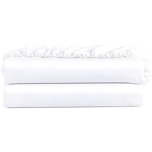 FreshCulture Twin Fitted Sheet Only 2 Pack - Hotel Quality Fitted Sheet Twin Size - Ultra Soft & Breathable - Brushed Microfiber - Deep Pocket - Cooling Fitted Sheets for Twin Size Bed (White)