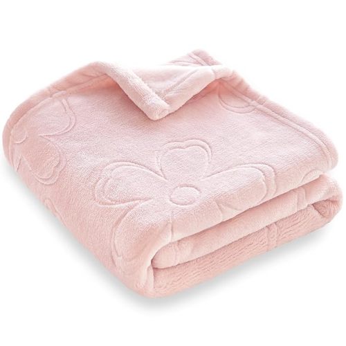 BORITAR Baby Blanket for Girls Ultra Soft Cozy Fleece Baby Blankets, Warm and Lightweight Toddler Blanket with Elegant Floral Printed for Bed Stroller Crib Travel, 30x40 Inch, Pink