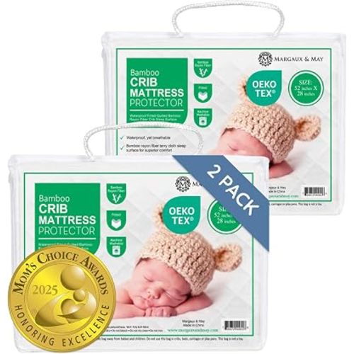 Margaux & May Crib Mattress Protector, 2-Pack, Oeko-TEX® Certified