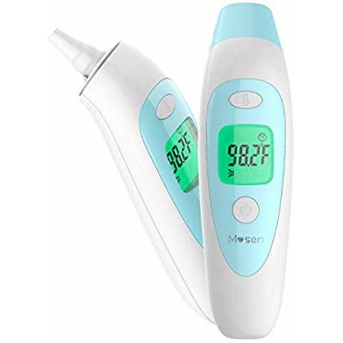 Mosen Thermometer for Fever Ear and Forehead Thermometer for Baby, Kid and Adult 4 Modes Digital Medical Infrared Thermometer for Body, Surface and Room