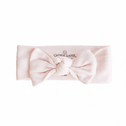 Pearl Pink Bamboo Waffle Knit Large Bow Headwrap | Caden Lane