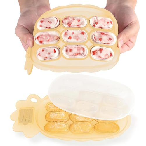 Haakaa Silicone Nibble Freezer Tray -Breastmilk Popsicle Mold - Baby Fruit Food Feeder Tray - Baby Food Maker - Ice Cube Tray - 4 Months+ Babies - BPA Free -Banana