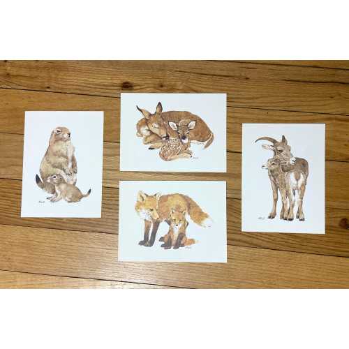 Current Vintage Art LK Powell - Woodland Nature Series - Four 5.75 x 7.75 inch prints Unframed