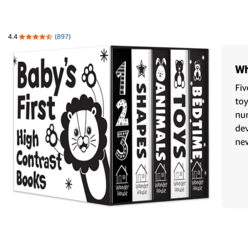 Baby’s First High-Contrast Books Boxed Set [Box Set of 5] - Age Group: 0+ / Black and White Tummy Time Books /Illustrated Board Book for Kids/Toddlers / (High Contrast Board Books)