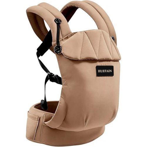 Baby Carrier (7–44lbs), Soft Breathable Double-Shoulder Carrier with Adjustable Support, Ergonomic Design for Hip Positioning, Comfort Waist Support, Lightweight Hands-Free Baby Carrier (Brown)