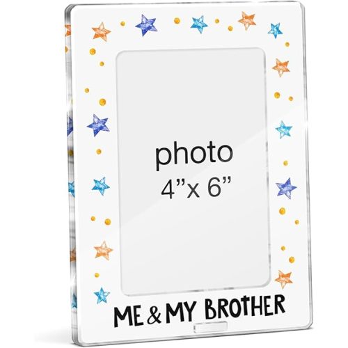Baby Boy Gifts Picture Frame, Baby Shower Gifts for Newborn Boy Little Brother, Sibling Keepsake Me and My Brother Acrylic Picture Frames 4 x 6 Inch Photo