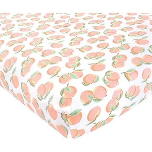 Hudson Baby Unisex Baby Cotton Fitted Crib Sheet, Peach, One Size