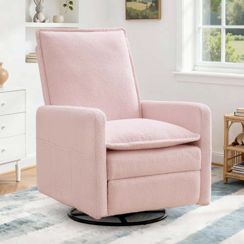 Korser Manual Swivel Rocker Recliner Chair with Side Pockets Nursery Glider Recliner for Living Room, Nursery, Pink - Walmart.ca