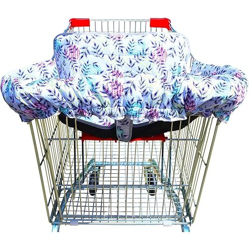 2 in 1 Shopping Cart Cover&High Chair Cover for Restaurant Seat, Grocery Cart Cover for Baby Infant Toddler Girl/Boy Reversible, Machine Washable (Leaf)