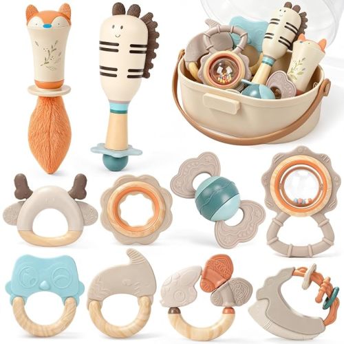 Joyreal Baby Rattles & Teething Toys Set, Baby Toys 0-6 Months, 10-Pack