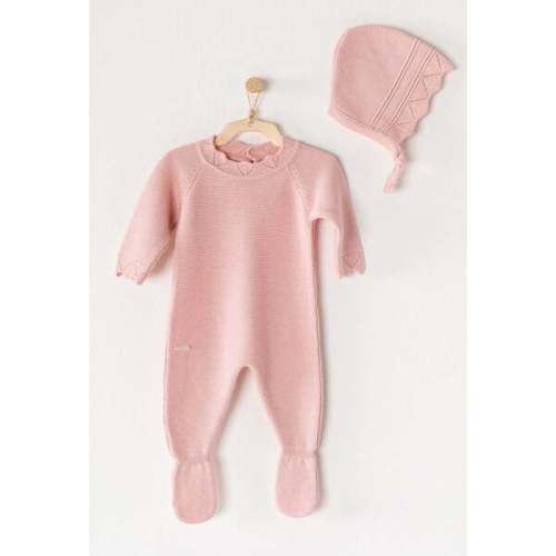 Knitted Babygrow & Hat Set, Pink - Andy Wawa | Maisonette