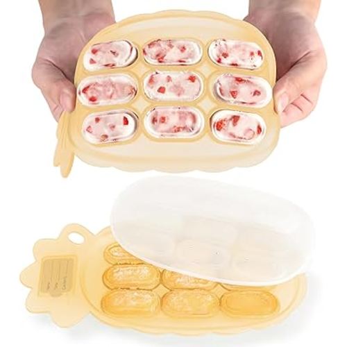 Haakaa Silicone Nibble Freezer Tray -Breastmilk Teething Popsicle Mold - Baby Fruit Food Feeder Teether Tray - Baby Food Maker - Ice Cube Tray - 4 Months+ Babies - BPA Free -Banana