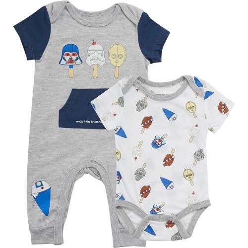 STAR WARS Newborn Baby Boys Infants Snap Suit Rompers 2 Pack