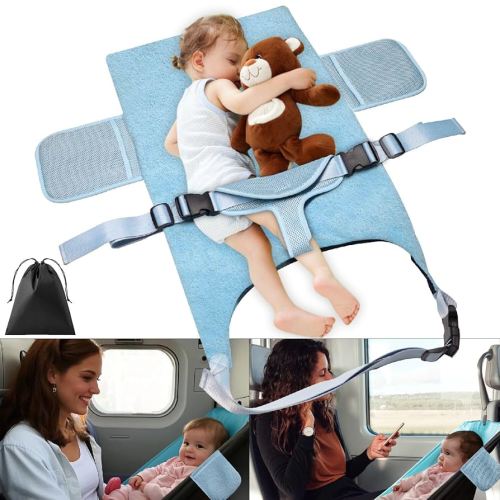 2025 Upgrade Toddler Airplane Bed,Jaxbo Portable Baby Airplane Seat Extender,Baby Portable Plane Bed Foot Rest with Triangle Seat Belts,Baby Travel Essentials for 1-3