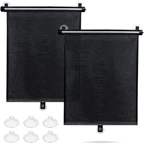 Sfee Car Window Shade for Side Windows, 2 Pack Sun Shade Retractable for Car Blocks Heat and UV Rays Glare Protection Roller Sunshade Visor for Baby, Kids, Pets, Passengers
