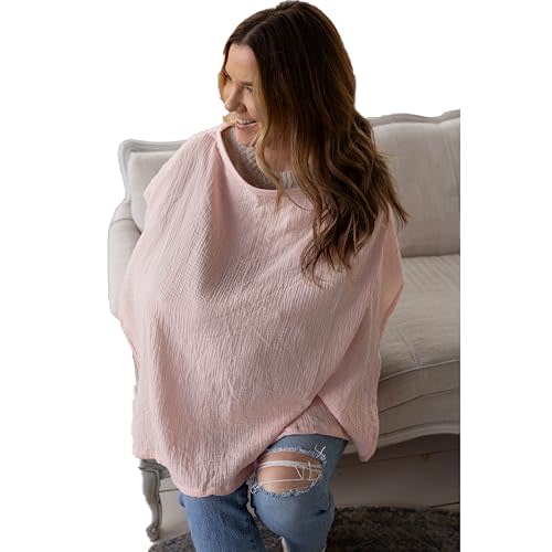ACTIVE BABY Muslin Nursing Cover for Breastfeeding mom with Adjustable Hoop for Hand Free | Breathable Nursing Cover up | 100% Muslin Cotton Light Weight Breastfeeding Cover wrap Shawl Scarf (Peach)