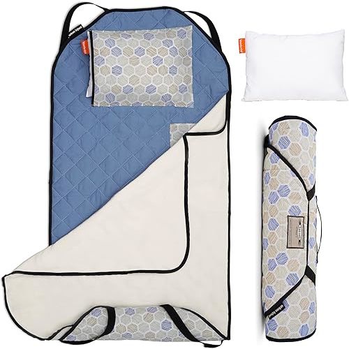 Tot Cot Kids Nap Mat - Toddler Preschool Daycare Bedding Cover with Blanket and Pillow - Ages 2 Yrs to 5 Yrs