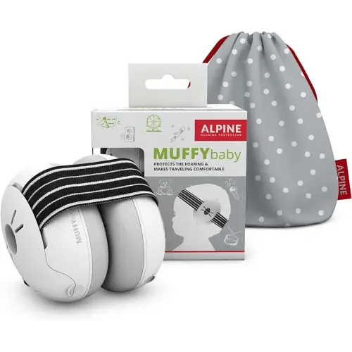 Alpine Muffy Baby Ear Protection for Babies and Toddlers up to 36 Months - CE & ANSI Certified - Noise Reduction Earmuffs - Comfortable Baby Headphones Against Hearing Damage & Improves Sleep - Black
