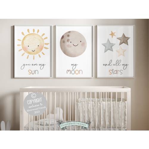 You Are My Sun My Moon And All My Stars Boho Nursery Prints, Gender Neutral Nursery Above Crib Decor, Playroom Artwork, Printable Wall Art