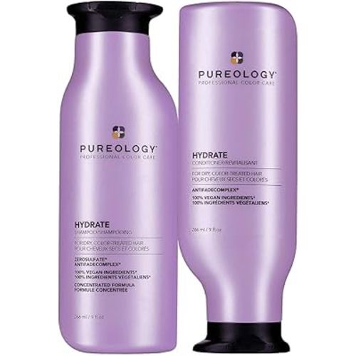 Pureology Hydrate Moisturizing Shampoo & Conditioner Set - For Medium to Thick Dry and Color Treated Hair, Softens and Deeply Hydrates, Sulfate-Free