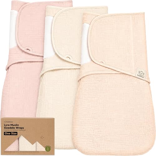 KeaBabies Muslin Baby Swaddles for Newborns – 3-Pack,100% Organic Cotton Swaddles Sleep Sack 0-3 Months, Infant, Baby Girls, Boys, Soft Breathable Summer Swaddler, Easy Quiet Closure (Angelic, OS)