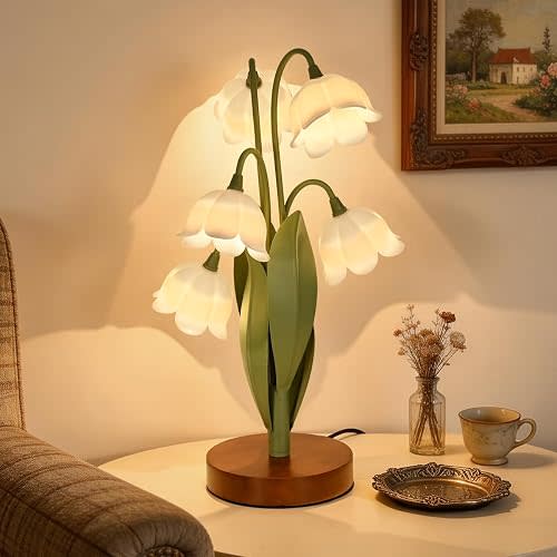 Flower Table Lamp for Bedroom, LED Cute Reading Light