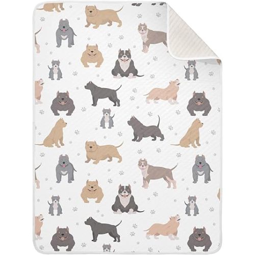 American Bully Dogs Cotton Swaddle Blanket for Infants - Lightweight Soft Swaddling Blanket for Crib, Stroller, Nursery - 30x40In