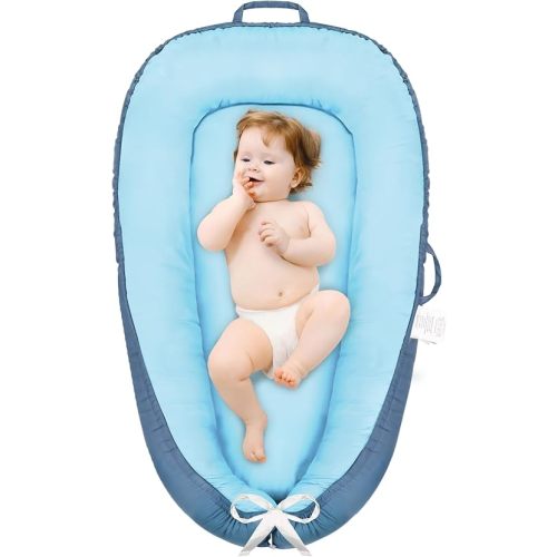 Baby Lounger - Baby Lounger Pillow for Newborn, Breathable & Soft Baby Nest Co Sleeper for Baby 0-24 Months, Portable Infant Lounger Baby Floor Seat for Home and Travel,Blue