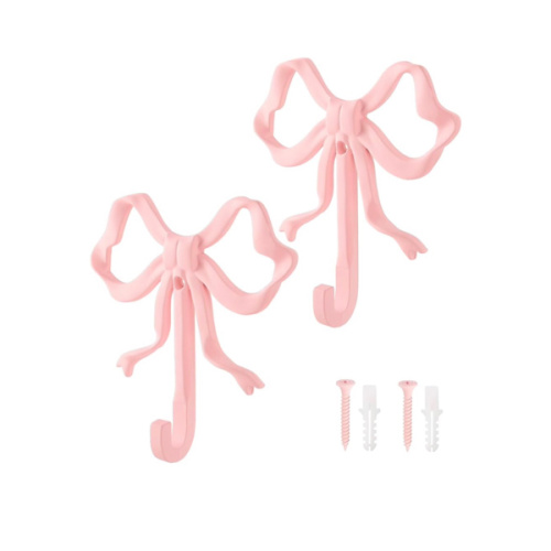2 Pack Pink Bow Hanger - Bow Hooks for Wall Pink, Aesthetic Coquette Room Decor, Cute Decorative Wall Hooks for Hanging, Knot Door Hanger for Hanging Hats Towels Coats, Bathroom Living Room Home Decor