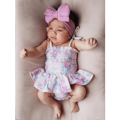 Muslin Smocked Bubble w/ Skirt, Garden Secrets