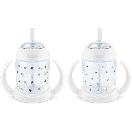 NUK Learner Straw Cup, 5oz, 2-Pack - Toddler Sippy Cup with Soft Straw for Easy Drinking, Suitable for Ages 6 Months and Up, Timeless Collection